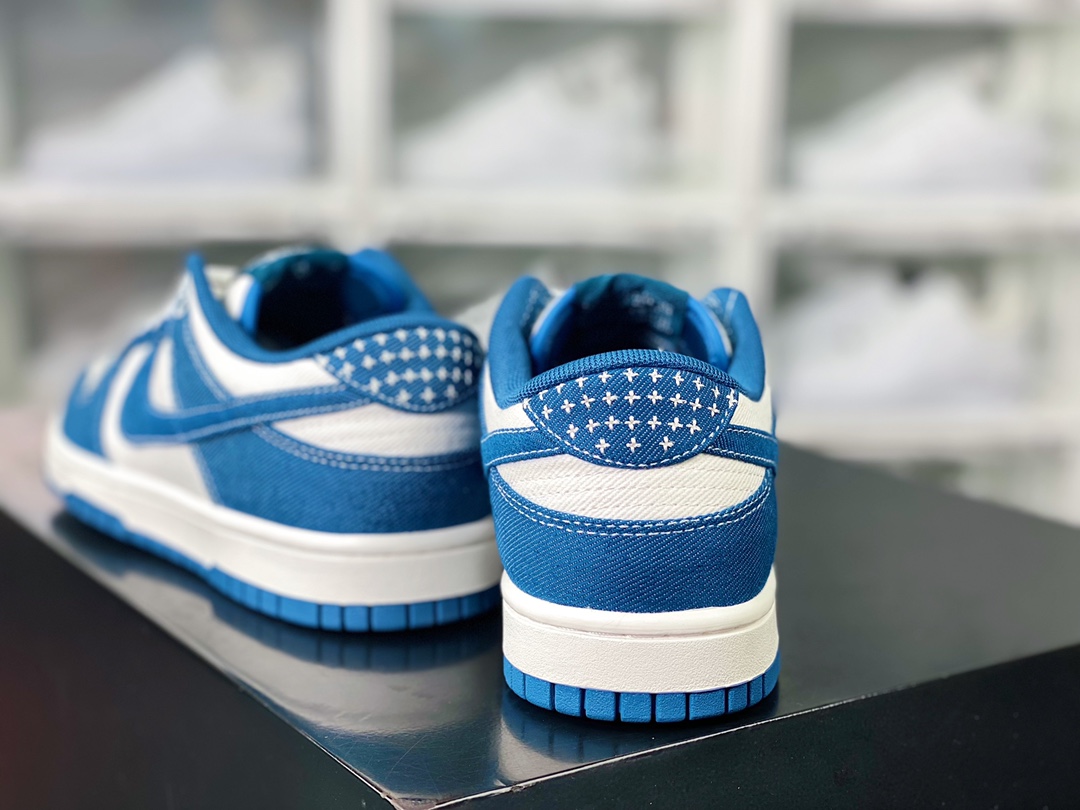 SB Dunk Retro Low ”Industrial Blue Sashiko” Dunk series low-top sneakers ”Denim blue and white sashiko embroidery” DV0834-101