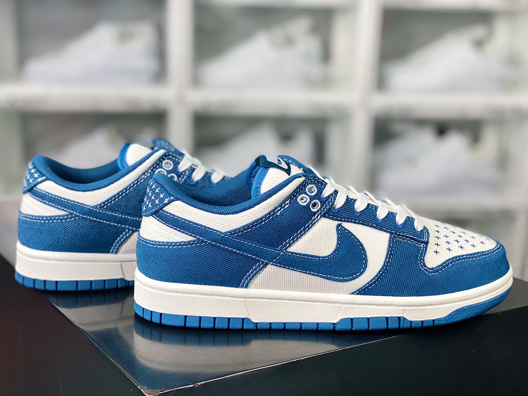 SB Dunk Retro Low ”Industrial Blue Sashiko” Dunk series low-top sneakers ”Denim blue and white sashiko embroidery” DV0834-101