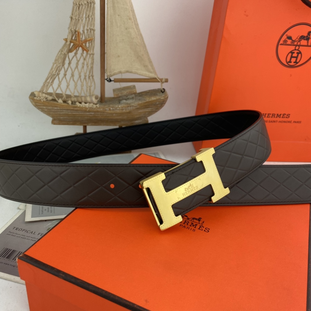 Hermes爱马仕男士双面皮腰带38