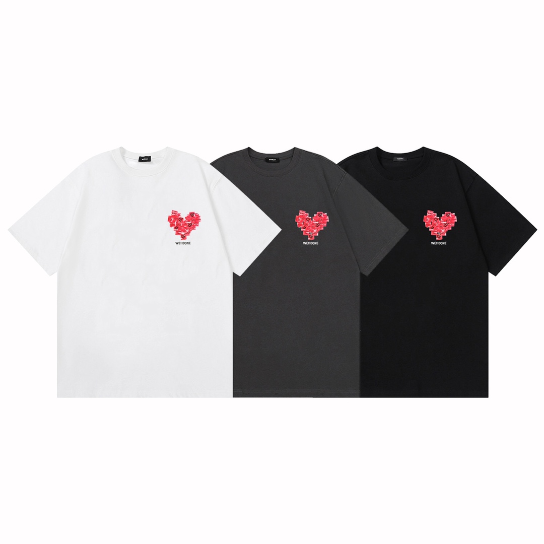 W082# Camiseta de manga corta unisex de corte holgado con estampado de nota adhesiva y corazón nuevo de WE11D…