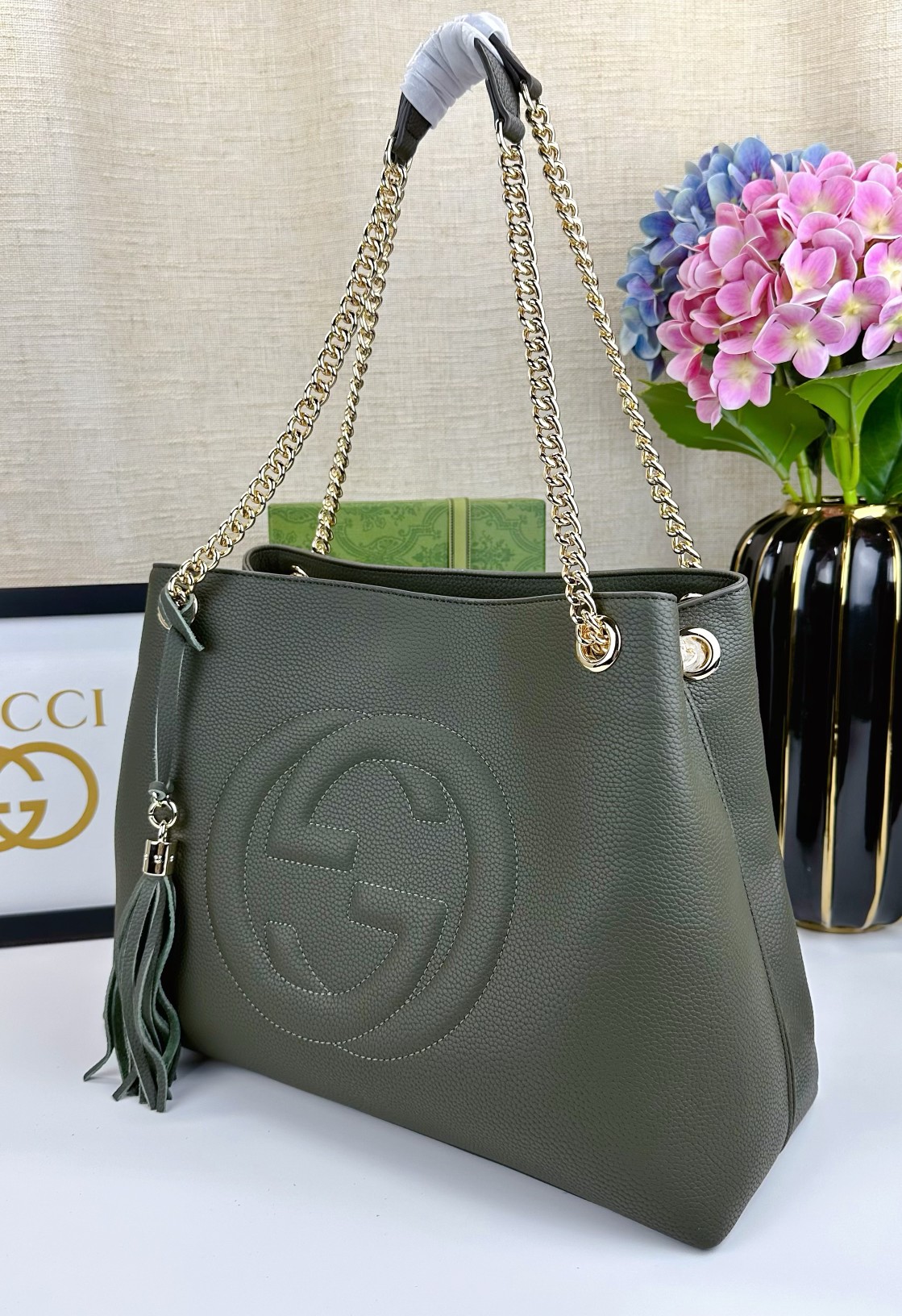 ブランド名 クラシックダブルGロゴバッグ 橄榄緑色