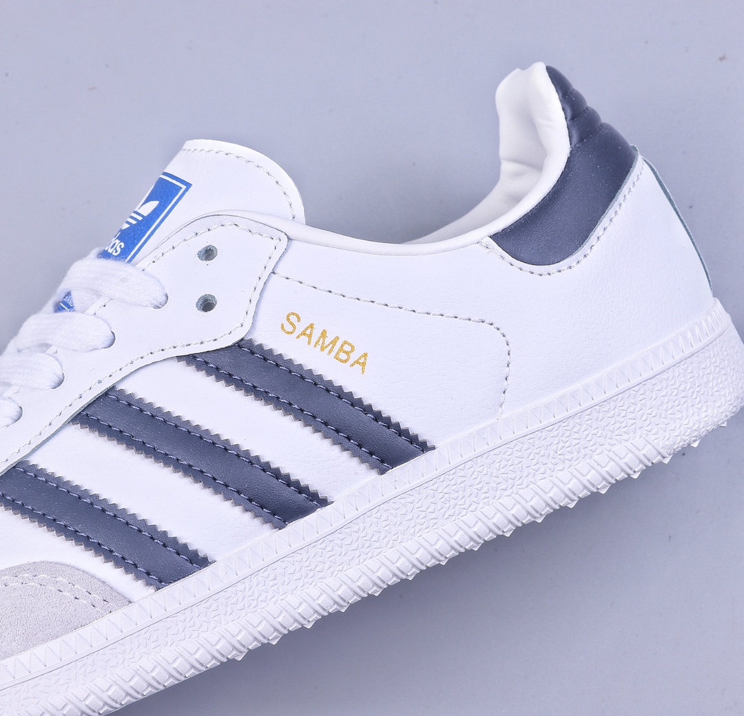 Adidas Originals Samba OG Samba Series Gentleman Sneakers ”Leather White Gray Navy Blue” GW3158