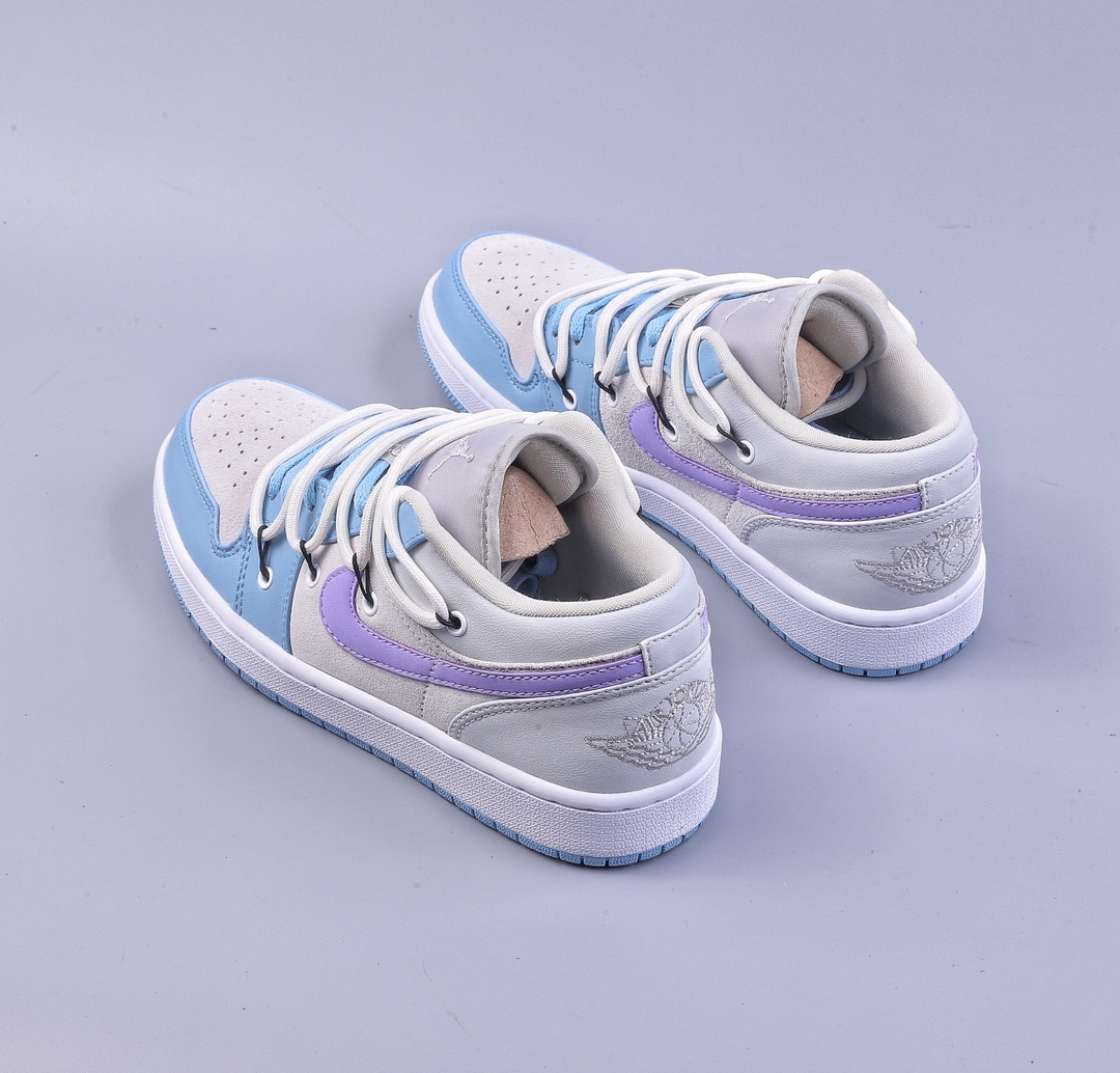 Air Jordan 1 Low gray blue purple straps AJ1 Joe 1 straps low-top casual sneakers DC0774-050