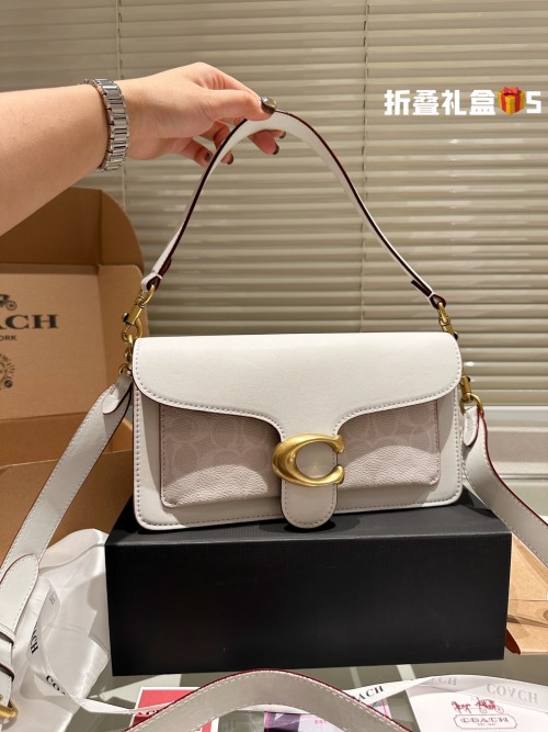 Coach Tabby Chambray Shoulder Bag, Leather, White, Gift Box, 26x15 cm 1 Coach Tabby Chambray Shoulder Bag, Leather, White, Gift Box, 26x15 cm
