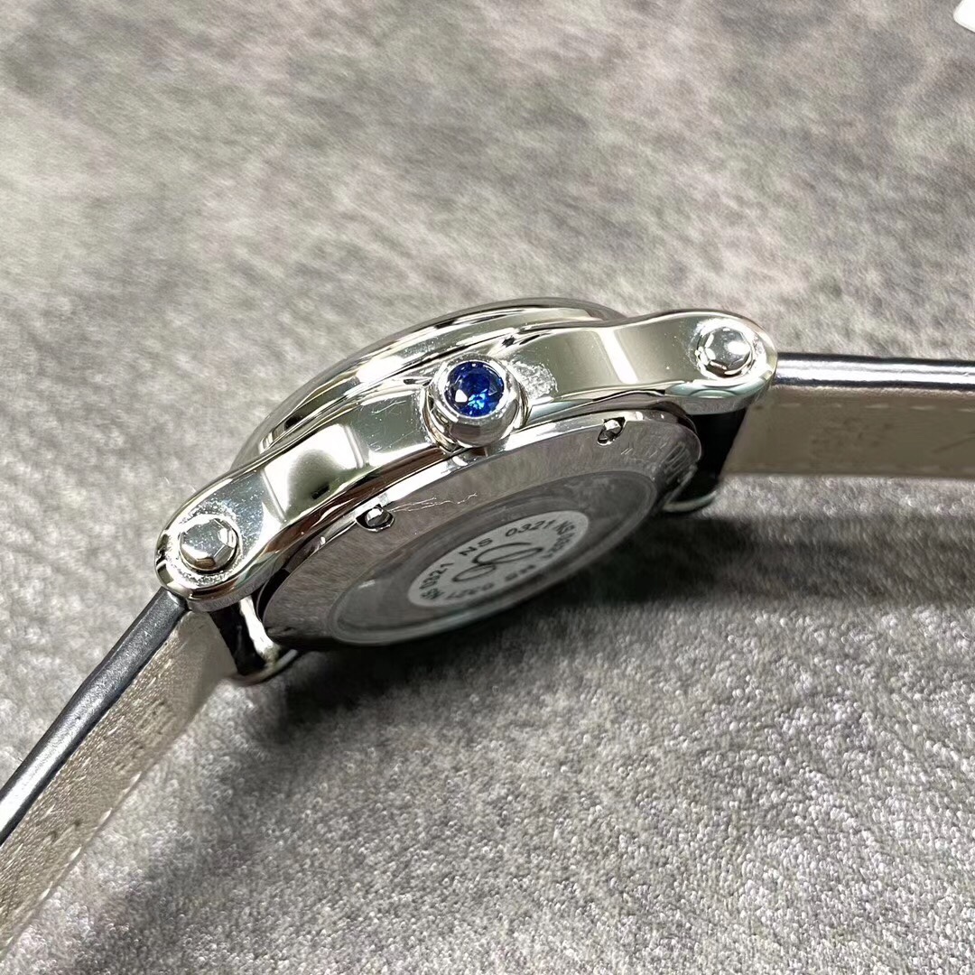 Lacoste 肖邦 萧邦快乐钻石系列，30mm直径，高光黑色鳄鱼皮 搭载全自动进口2892机芯
