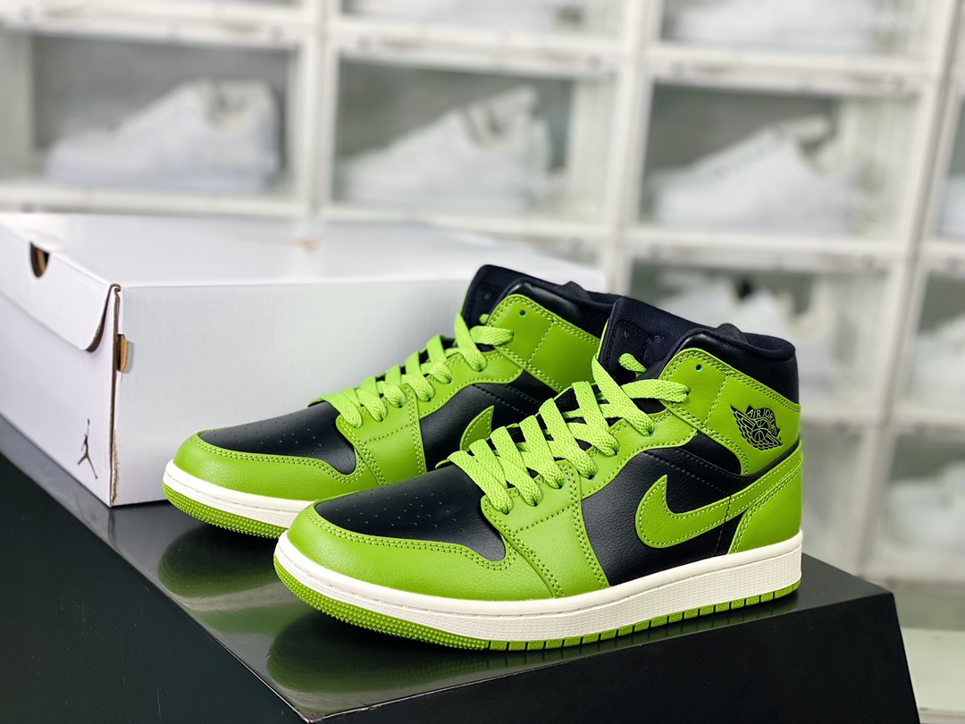 260 Wmns Air Jordan 1 Mid”Grey Sail”AJ1乔丹一代篮球鞋“黑绿”BQ6472-031