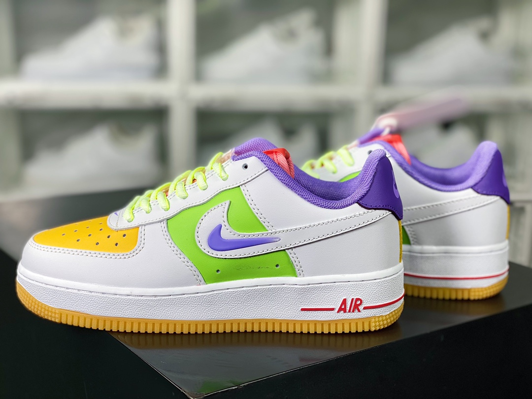200 Air Force 1'07 Low GS”White Multi”空军一号板鞋“皮革白绿橙彩色”FD1036100