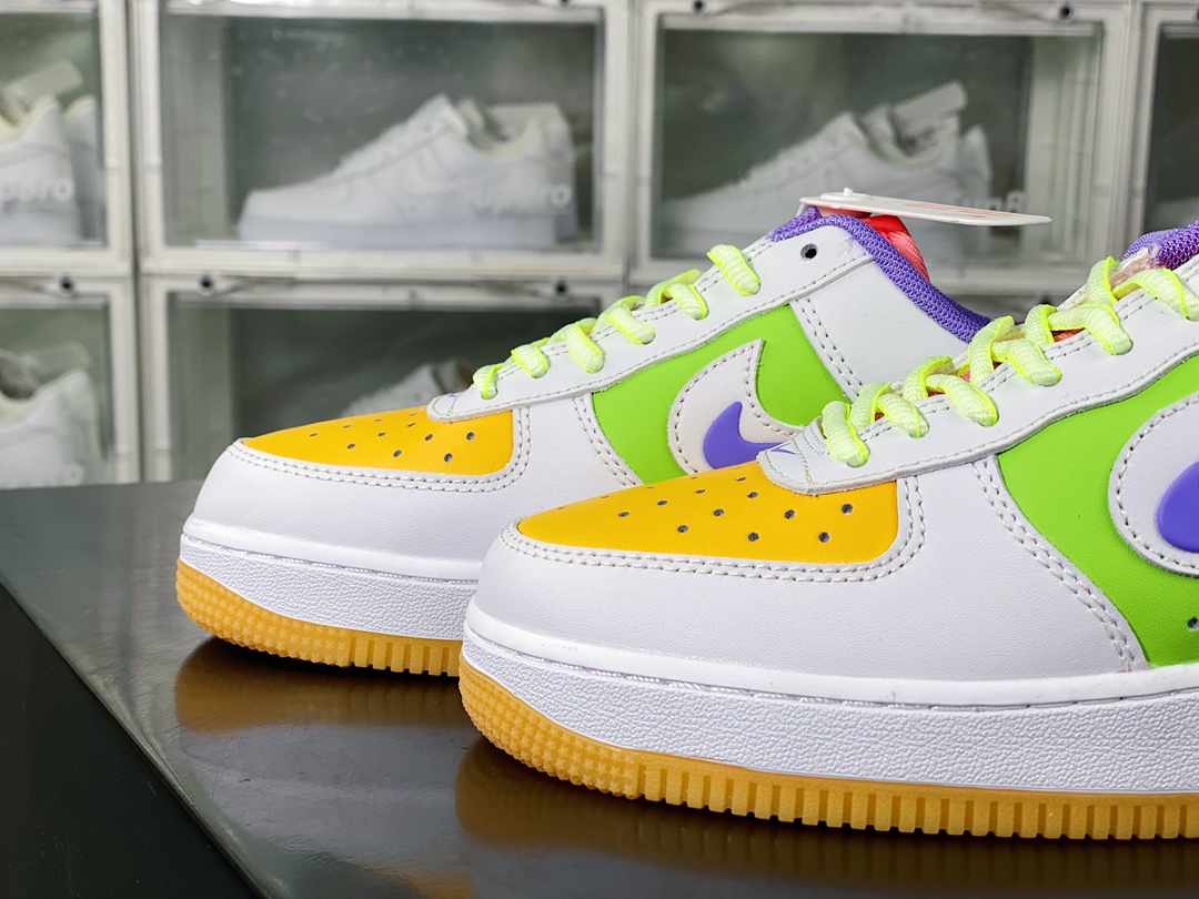 200 Air Force 1'07 Low GS”White Multi”空军一号板鞋“皮革白绿橙彩色”FD1036100