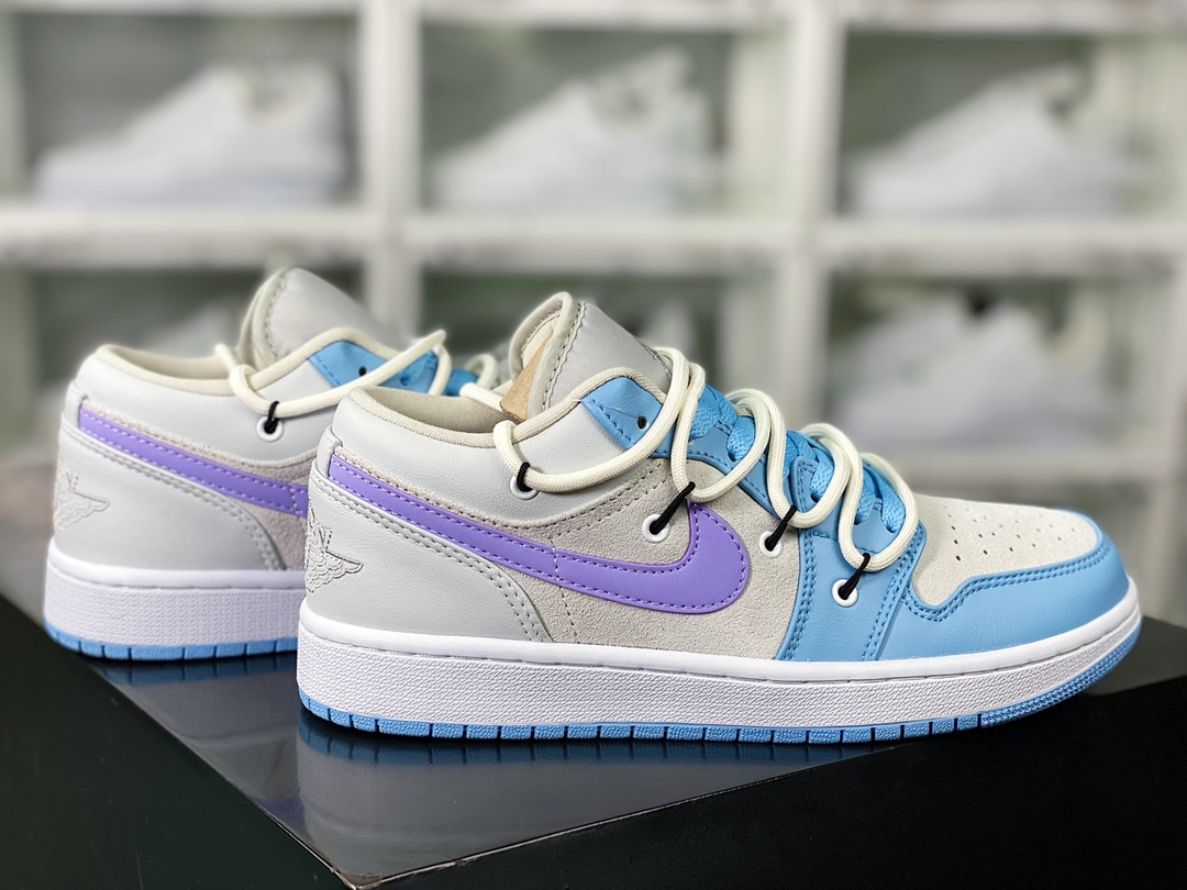 220  Air Jordan 1 Low GS”Mint/Green/White”AJ1乔丹一代低帮经典复古篮球鞋“天蓝深灰白紫勾”DC0774-050