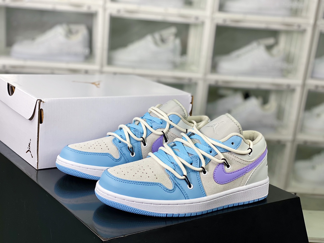 220  Air Jordan 1 Low GS”Mint/Green/White”AJ1乔丹一代低帮经典复古篮球鞋“天蓝深灰白紫勾”DC0774-050