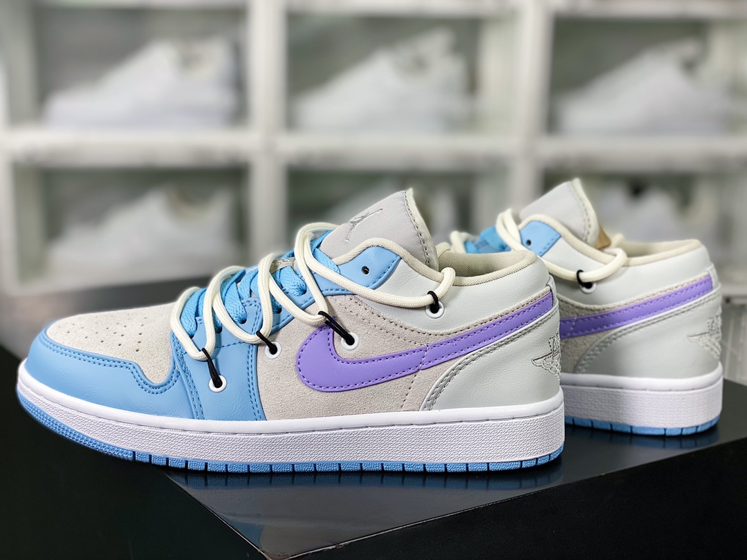 220  Air Jordan 1 Low GS”Mint/Green/White”AJ1乔丹一代低帮经典复古篮球鞋“天蓝深灰白紫勾”DC0774-050