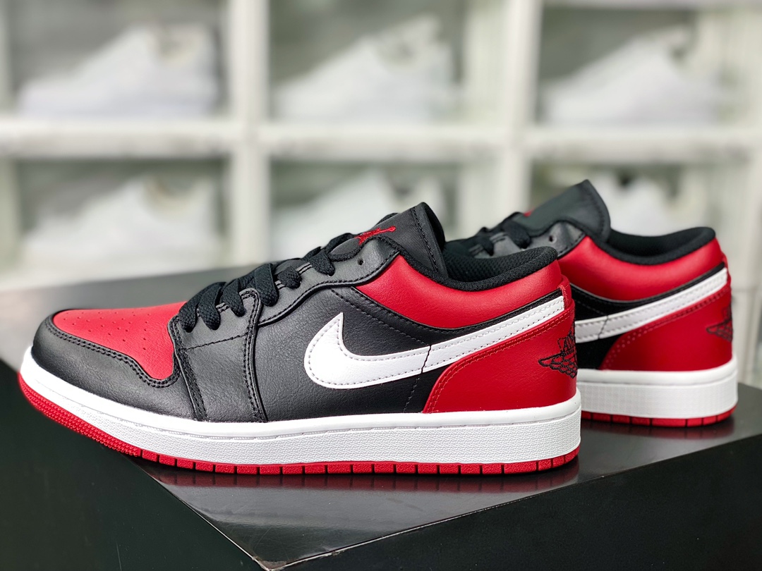 220 Air Jordan 1 Low”White Toe”AJ1乔丹一代低帮篮球鞋“黑白红钩子”553558-066