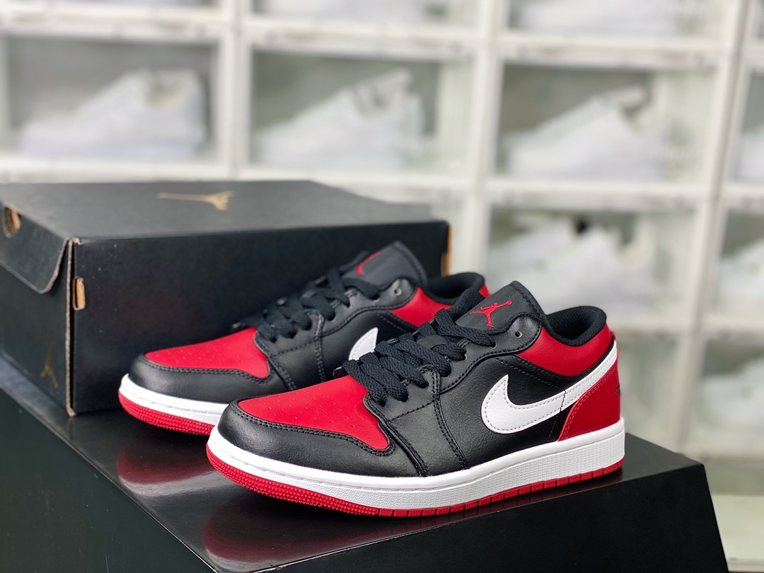 220 Air Jordan 1 Low”White Toe”AJ1乔丹一代低帮篮球鞋“黑白红钩子”553558-066