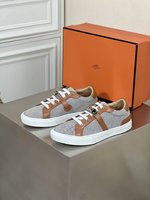 Hermes Sneakers Casual Shoes Openwork Men Calfskin Canvas Cotton Cowhide Goat Skin Rubber Sheepskin Summer Collection Fashion Casual