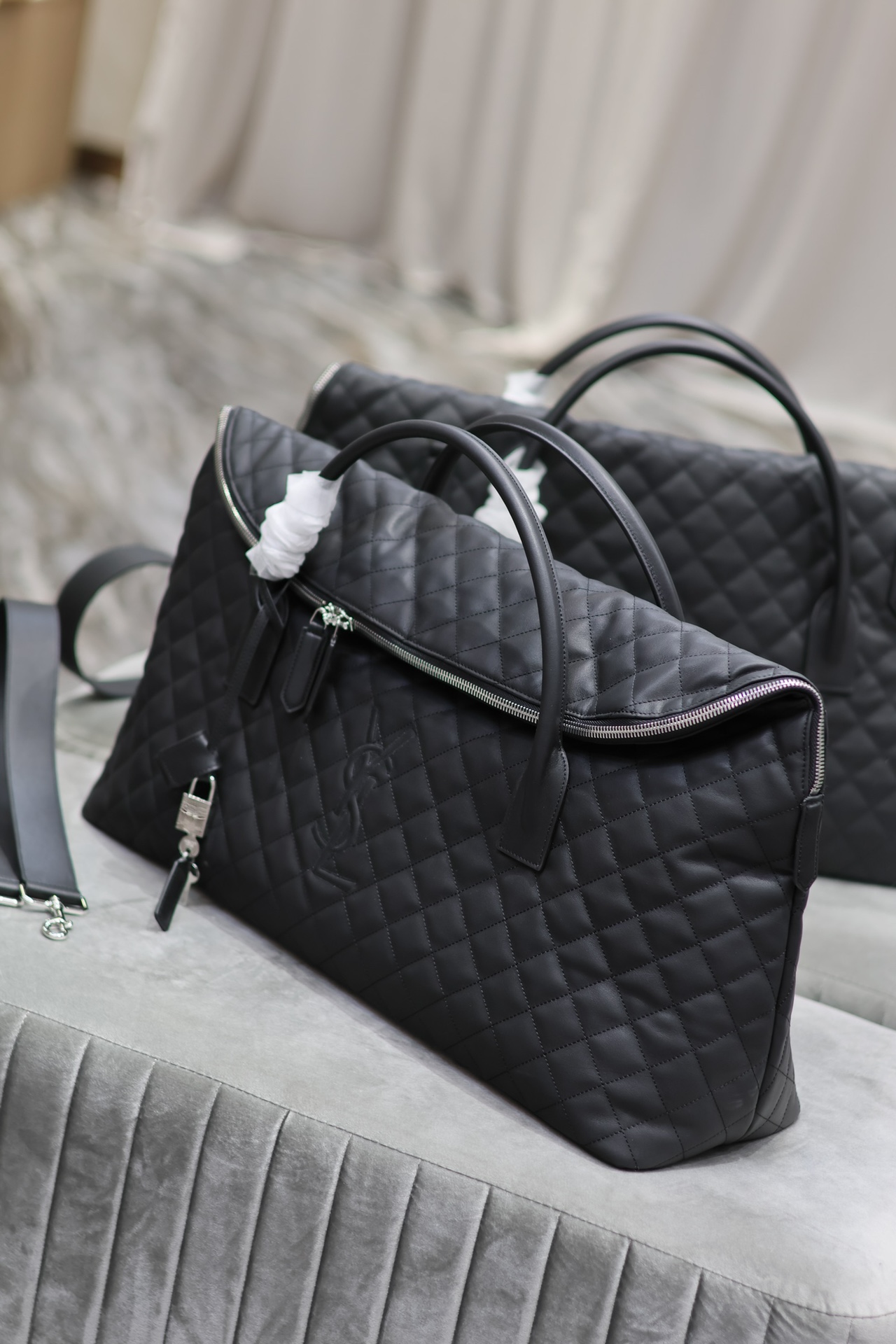 Saint Laurent Ysl black silver buckle_