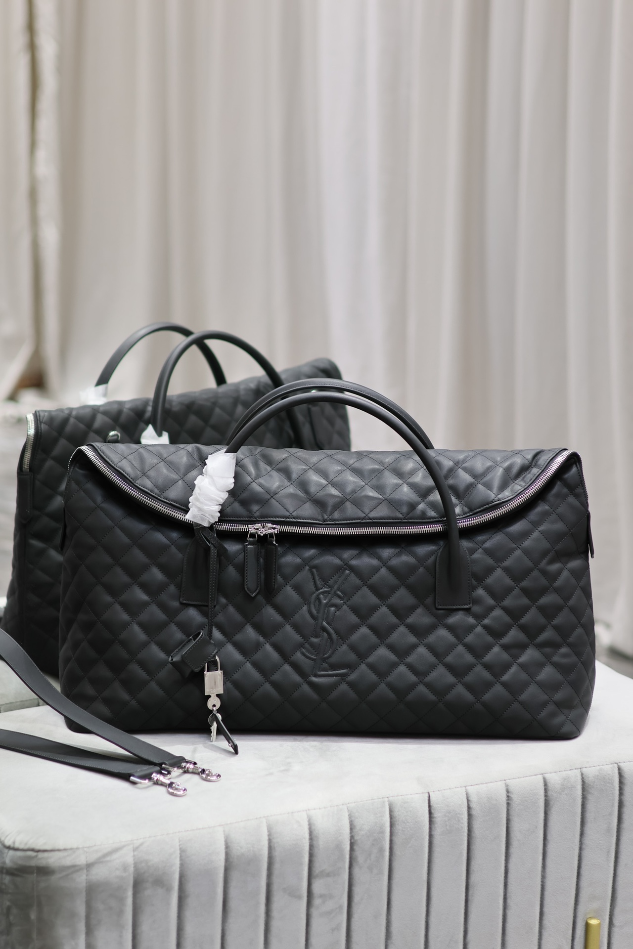 Saint Laurent Ysl black silver buckle_