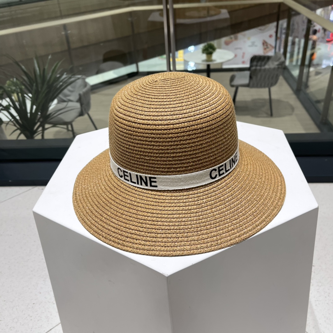  Celine赛琳新款草帽，遮掩小礼帽，黑 白 卡其三色 头围57cm