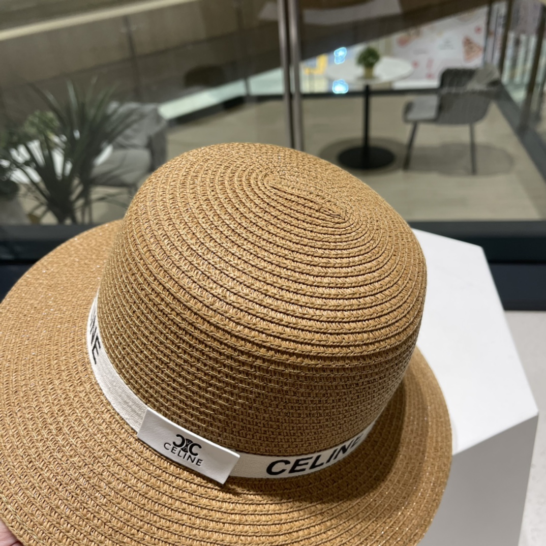  Celine赛琳新款草帽，遮掩小礼帽，黑 白 卡其三色 头围57cm
