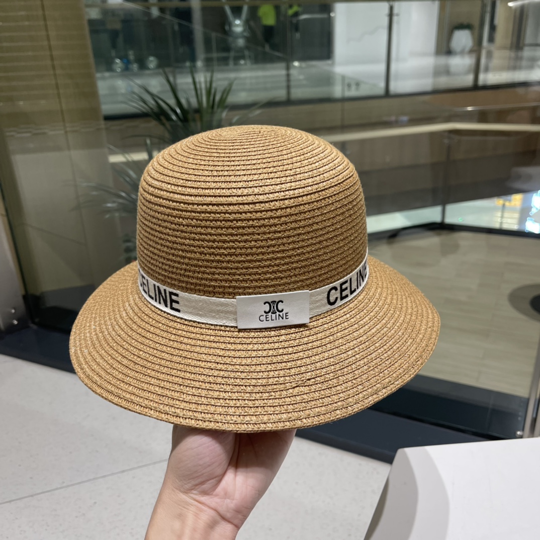  Celine赛琳新款草帽，遮掩小礼帽，黑 白 卡其三色 头围57cm