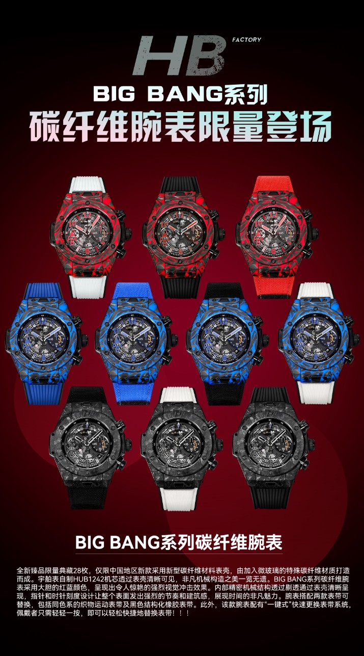 Los relojes de fibra de carbono de la serie Hublot Big Bang se lanzan en una edición limitada. La nueva colec…