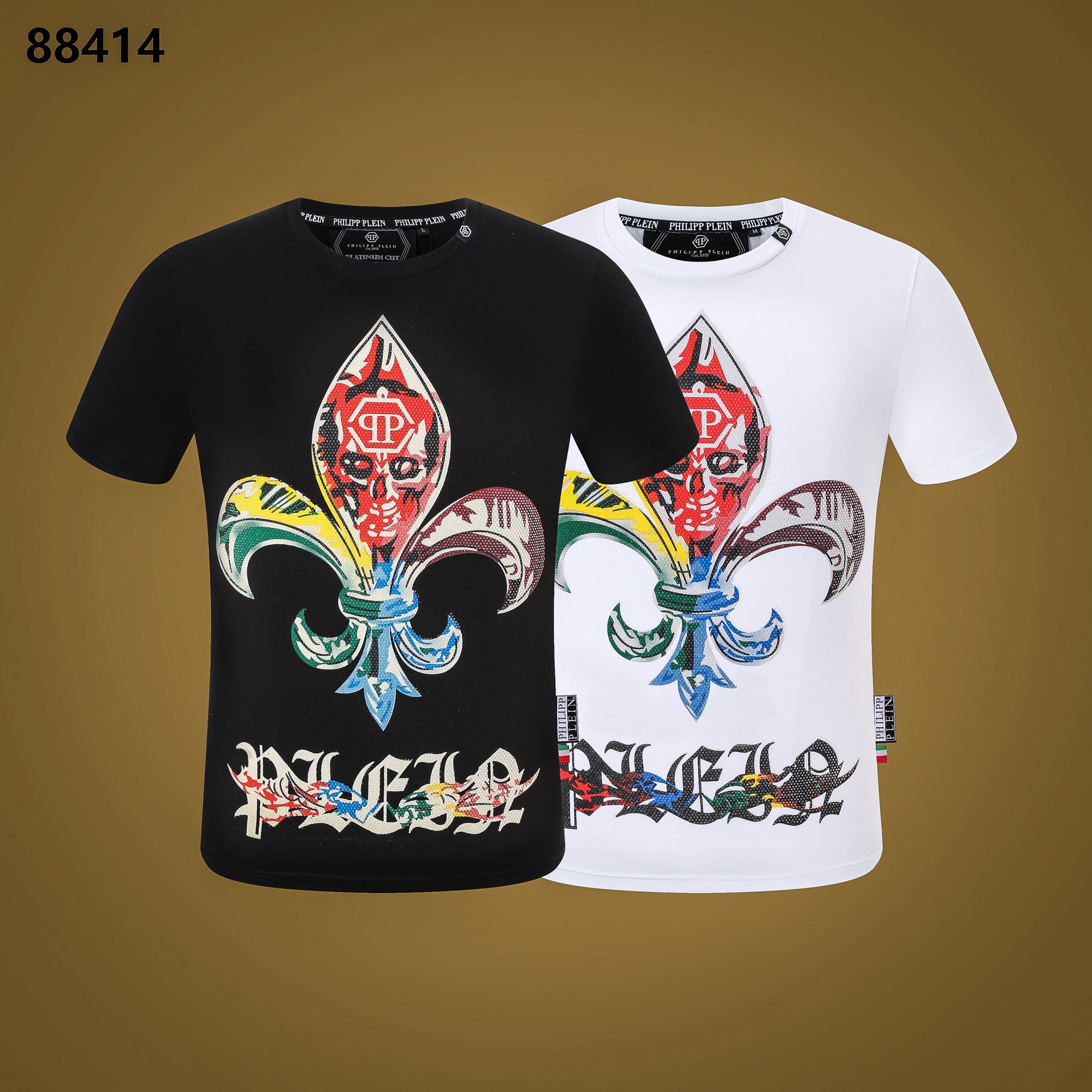 Philipp Plein Clothing T-Shirt Black White Men Spring/Summer Collection Short Sleeve