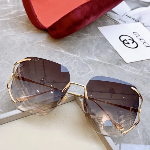 Gucci 0646O Rimless Sunglasses, Gold Frame, Gradient Brown Lens 1 Gucci 0646O Rimless Sunglasses, Gold Frame, Gradient Brown Lens