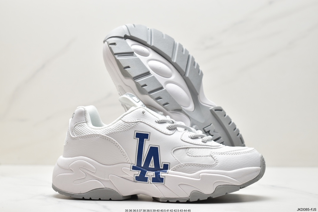 Korea Limited Release NY Yankees Limited x MLB Big Ball Chunky Mesh Thick-soled Daddy Jogging Shoes ”Mesh Ivory White Black NY Print” 3ASHC312N (C0001)