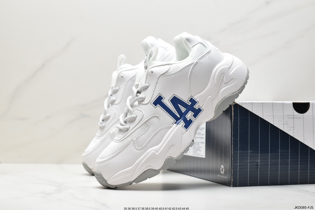 Korea Limited Release NY Yankees Limited x MLB Big Ball Chunky Mesh Thick-soled Daddy Jogging Shoes ”Mesh Ivory White Black NY Print” 3ASHC312N (C0001)