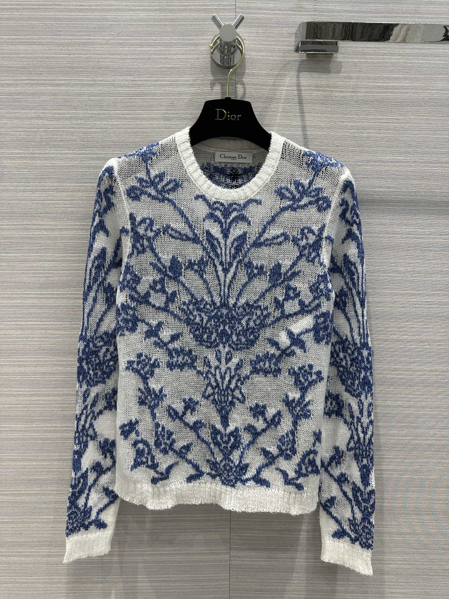 Dior Clothing Knit Sweater White Embroidery Cashmere Knitting Weave Fall Collection