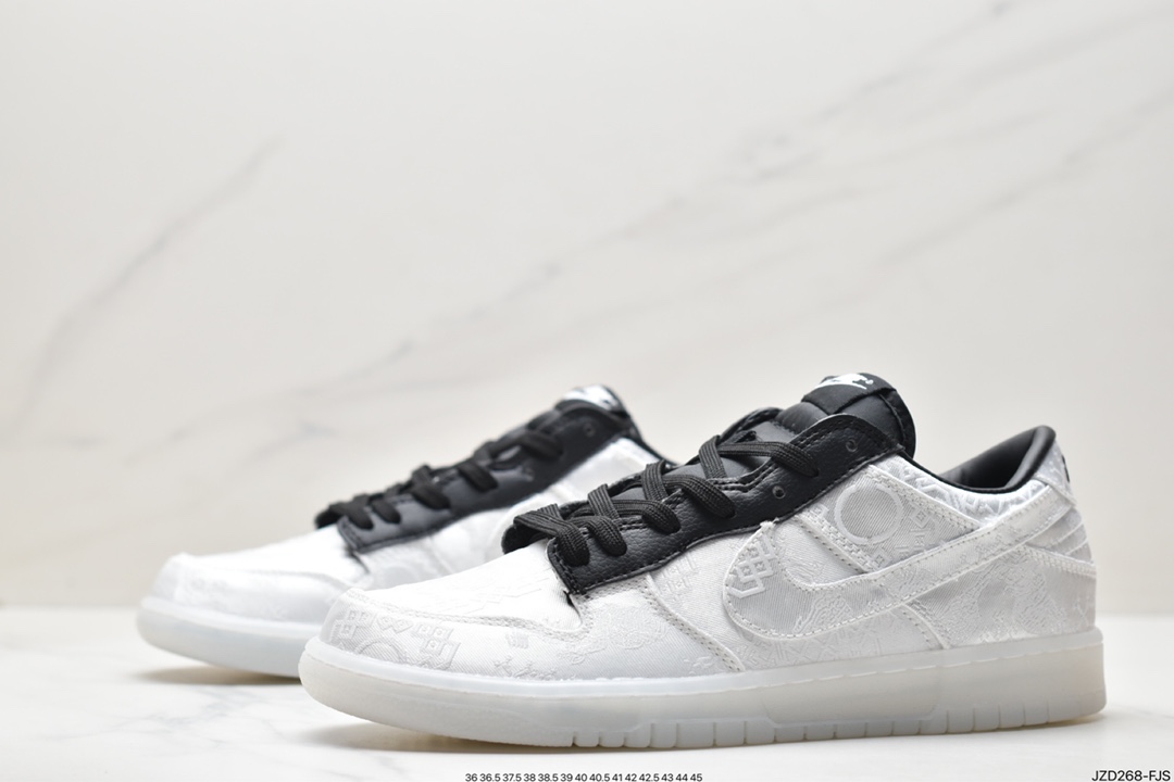 Fragment Design x Clot x Nike SB Dunk Low”20th Anniversary/White Silk”扣篮 FN0315-110