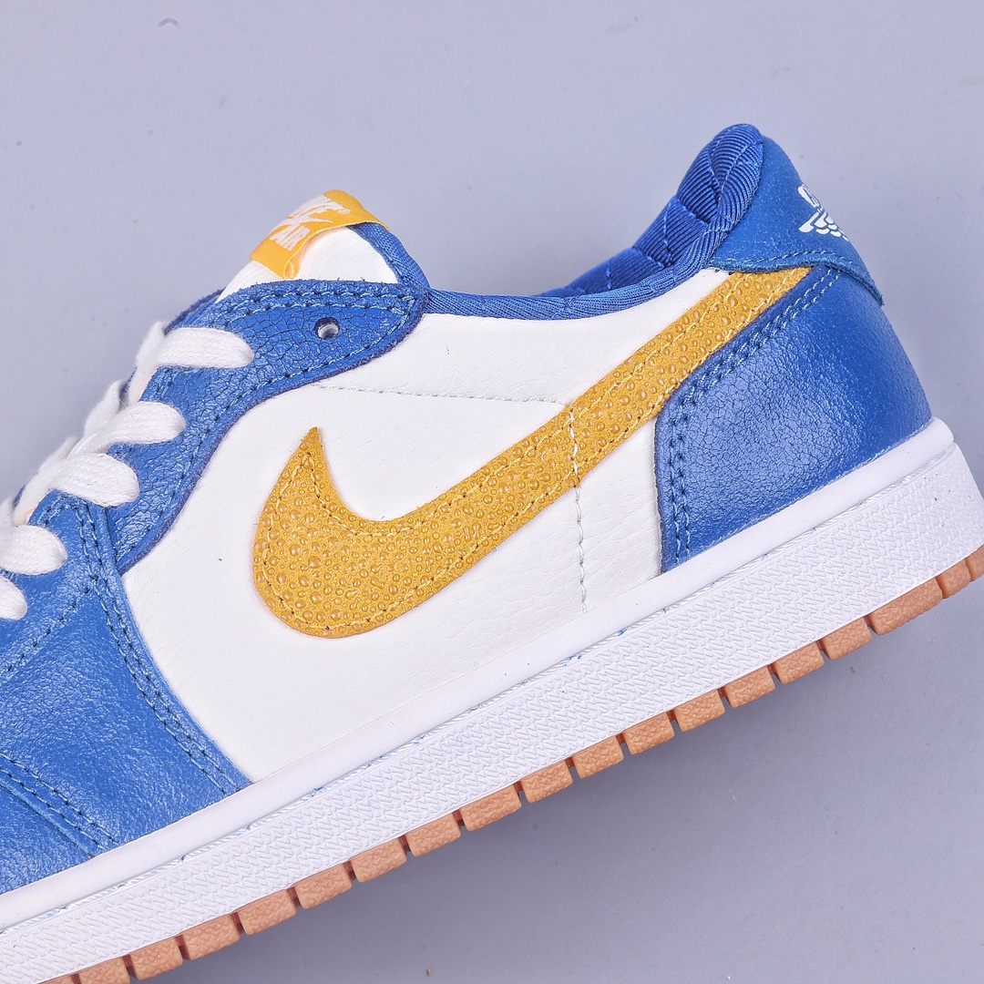 Air Jordan 1 Low AJ1 Jordan 1 white, blue, yellow hook burst cracked sneakers DZ0792-103