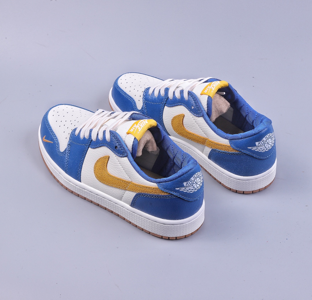 Air Jordan 1 Low AJ1 Jordan 1 white, blue, yellow hook burst cracked sneakers DZ0792-103