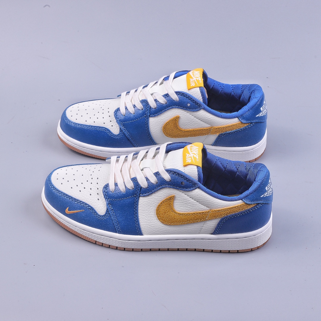 Air Jordan 1 Low AJ1 Jordan 1 white, blue, yellow hook burst cracked sneakers DZ0792-103