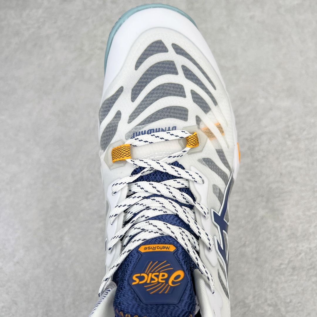 图片[4]-Asics Metarise TOKYO 亚瑟士减震助弹防滑排球鞋 脚后跟搭载后跟稳定 将启动时的横向力化解成纵向力 帮助运动员起跳 中底采用了FLYTEFOAM和FLYTEFOAM PROPEL中底 增加了中底的厚度 提供了更加良好的缓震和回弹性 鞋底的RISETRUSS稳定片 提供稳定的同时可以提高脚步的灵活度 鞋面采用网眼和PU薄膜结合 兼具了鞋款的轻量性和透气性 DYNAWRAP结构 提供良好的包裹性 使脚部更加稳固 FLYTEFOAM PROPEL中底科技 兼顾轻量性和回弹性 让球员起跳后的落地更加柔软舒适 网眼鞋面 穿着舒适 提供良好的透气性 延伸至前掌的RISETRUSS科技 增加推进效果 提供良好的稳定性 NON MAEKING无痕橡胶设计 减少对木地板的损伤 尺码：36 37 37.5 38 39 39.5 40.5 41.5 42 42.5 43.5 44 44.5 45-选品中心