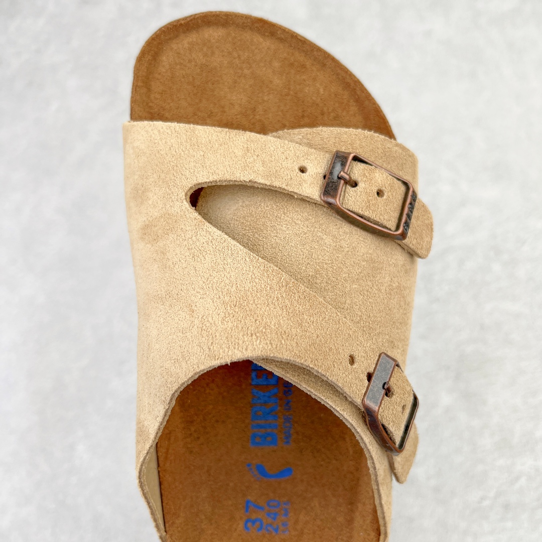 图片[4]-零售💰230 ＃DC Birkenstock Zurich 系列勃肯皮革绒面双扣时尚凉拖鞋 牛皮绒面革质地柔软 搭配可调节鞋扣提升穿着舒适度 人体工学设计分散脚部压力 保护脚踝 软木乳胶鞋床具有一定的收缩性 长时间穿着后能贴合脚型 EVA鞋底回弹性和抗张性力高 具有良好的防震、缓冲性  四季皆宜 柔软的鞋床采用额外的泡沫缓冲层 提供额外的舒适感和全天支撑 全网独家首发 源于德国的严谨工艺  牛巴戎面 中层松木 EVA 三层组合大底 优质牛皮面料五金扣 出口订单 尺码：35-44 编码：by2936030-运动鞋