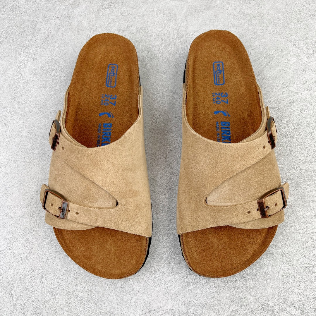 图片[2]-零售💰230 ＃DC Birkenstock Zurich 系列勃肯皮革绒面双扣时尚凉拖鞋 牛皮绒面革质地柔软 搭配可调节鞋扣提升穿着舒适度 人体工学设计分散脚部压力 保护脚踝 软木乳胶鞋床具有一定的收缩性 长时间穿着后能贴合脚型 EVA鞋底回弹性和抗张性力高 具有良好的防震、缓冲性  四季皆宜 柔软的鞋床采用额外的泡沫缓冲层 提供额外的舒适感和全天支撑 全网独家首发 源于德国的严谨工艺  牛巴戎面 中层松木 EVA 三层组合大底 优质牛皮面料五金扣 出口订单 尺码：35-44 编码：by2936030-运动鞋