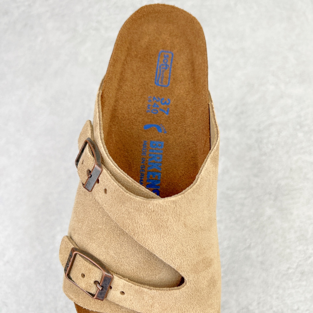 图片[5]-零售💰230 ＃DC Birkenstock Zurich 系列勃肯皮革绒面双扣时尚凉拖鞋 牛皮绒面革质地柔软 搭配可调节鞋扣提升穿着舒适度 人体工学设计分散脚部压力 保护脚踝 软木乳胶鞋床具有一定的收缩性 长时间穿着后能贴合脚型 EVA鞋底回弹性和抗张性力高 具有良好的防震、缓冲性  四季皆宜 柔软的鞋床采用额外的泡沫缓冲层 提供额外的舒适感和全天支撑 全网独家首发 源于德国的严谨工艺  牛巴戎面 中层松木 EVA 三层组合大底 优质牛皮面料五金扣 出口订单 尺码：35-44 编码：by2936030-运动鞋