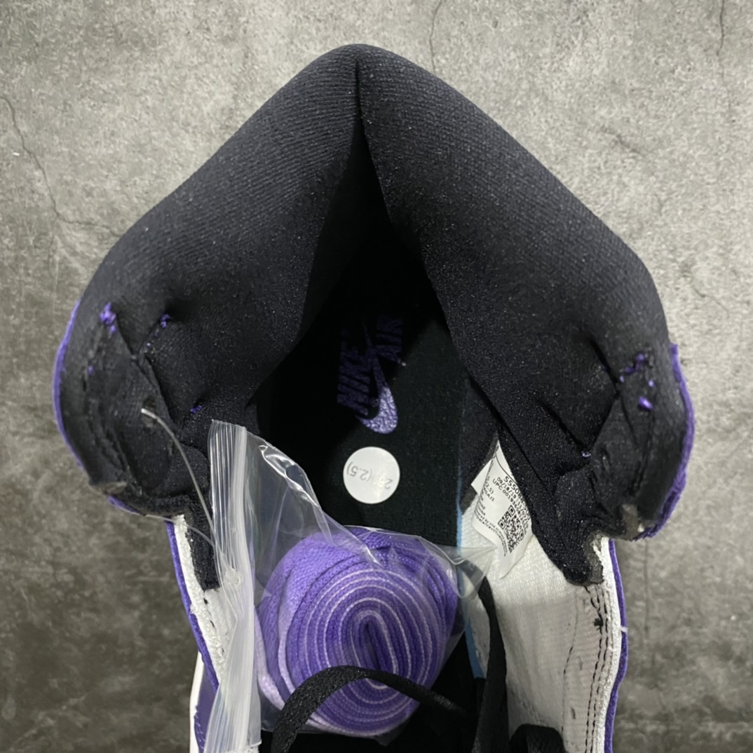 图片[8]-【纯原外贸版本】Air Jordan 1 High OG “Court Purple”白紫元年 货号：555088-500nn 外贸大厂出品 顶级纯原品质 上手即享受质感 工艺方面大到整体鞋型 漏斗收腰 底线拉帮 LOGO立体程度 小到针眼排布 载片对称 冲孔效果 鞋标规范 鞋垫背胶等等 无一不 是口碑收割 每双都是一个回头客！注意鞋带为正确渐变紫色，仅此一家💪🏻 Size：40 40.5 41 42 42.5 43 44 44.5 45 46 47.5-莆田鞋批发中心