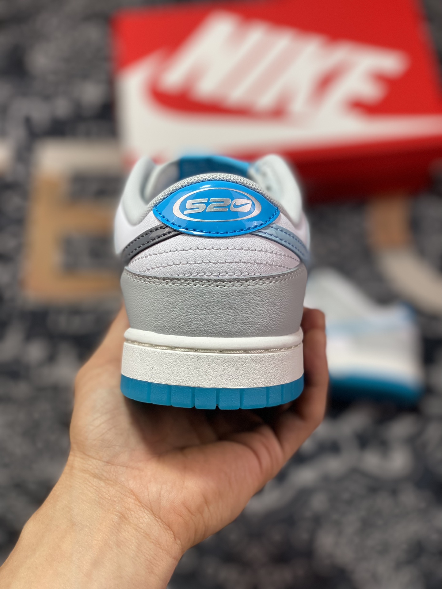 Nike SB Dunk Low ”520” dunk series low-top casual sports skateboard shoes ”Light gray, white and blue 520 Valentine's Day” FN3433-141