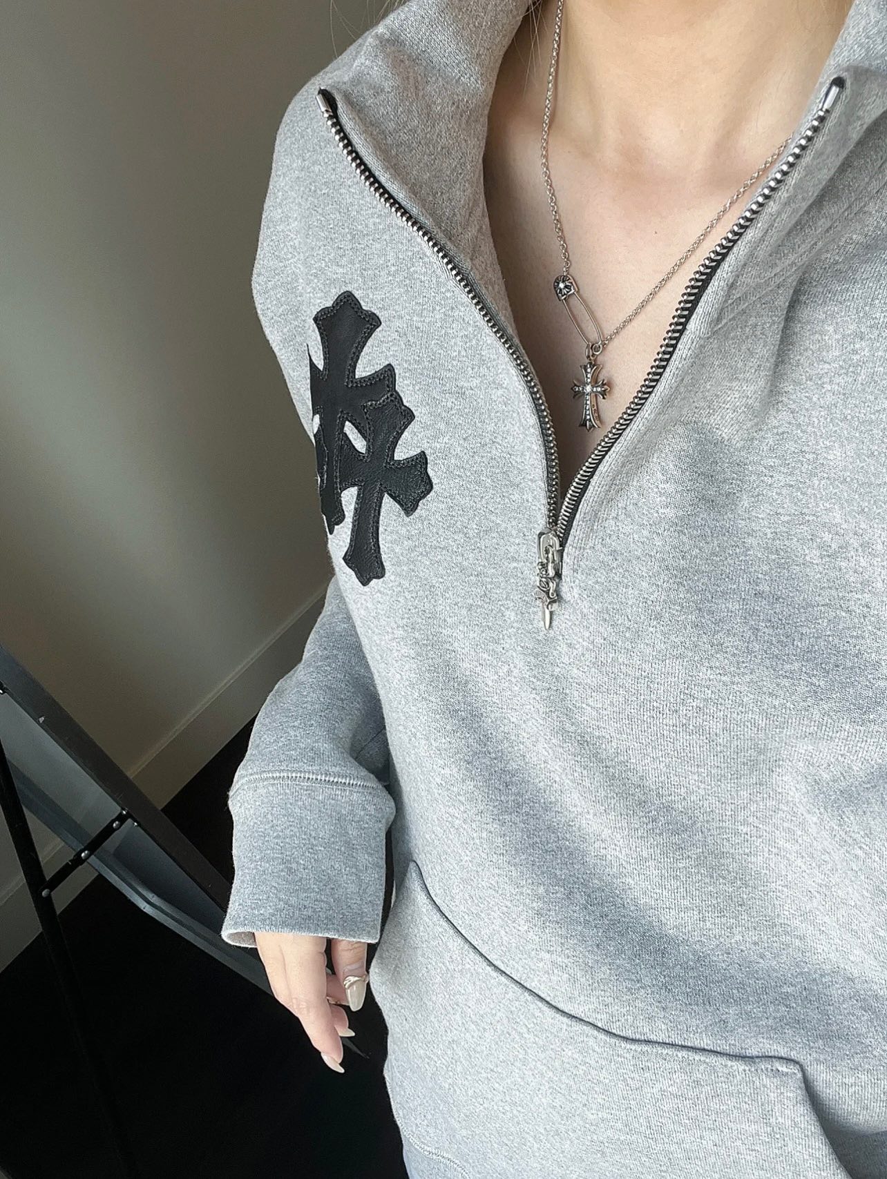 Chrome Hearts 克罗心 别针项链 满钻十字架