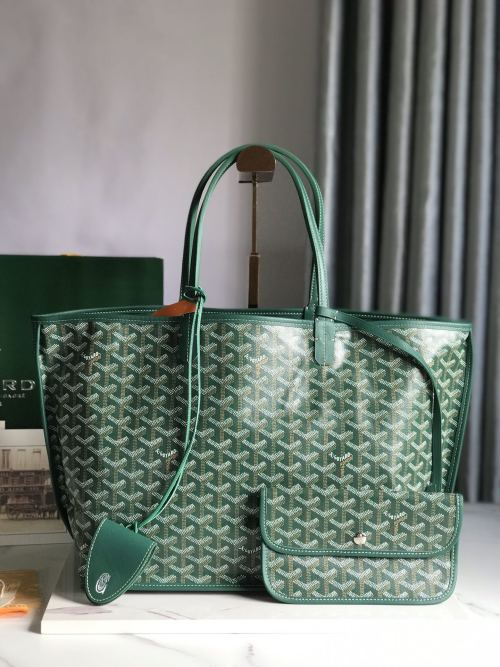 Goyard Anjou Reversible Tote Bag - Small, Green Goyardine Canvas, Calf Leather 1 Goyard Anjou Reversible Tote Bag - Small, Green Goyardine Canvas, Calf Leather