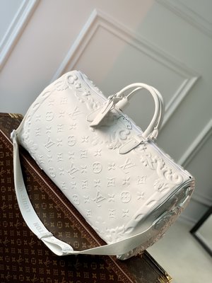 Louis Vuitton LV Keepall Travel Bags White Cowhide M21845