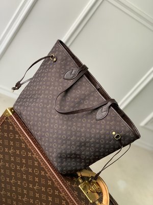 Louis Vuitton LV Neverfull Handbags Tote Bags Coffee Color Canvas Denim Fabric Vintage M40995