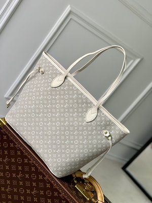 Louis Vuitton LV Neverfull High Handbags Tote Bags White Canvas Denim Fabric Vintage M40995