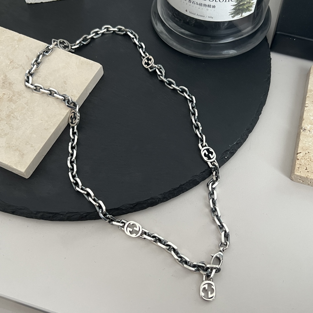 NO:553462,Gucci Gucci 925 sterling silver distressed effect interlocking double G necklace size 60cm code 00105, Gucci necklace, gucci, gucci, necklace, pure silver19860909Gucci古驰925纯银做旧效果互扣式双G项链 尺寸60cm 编码00105,古驰项链,gucci,gucci,necklace,pure silver,Jewelry
