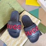 Top Grade Gucci Shoes Slippers Black White Unisex Women Men Cowhide TPU
