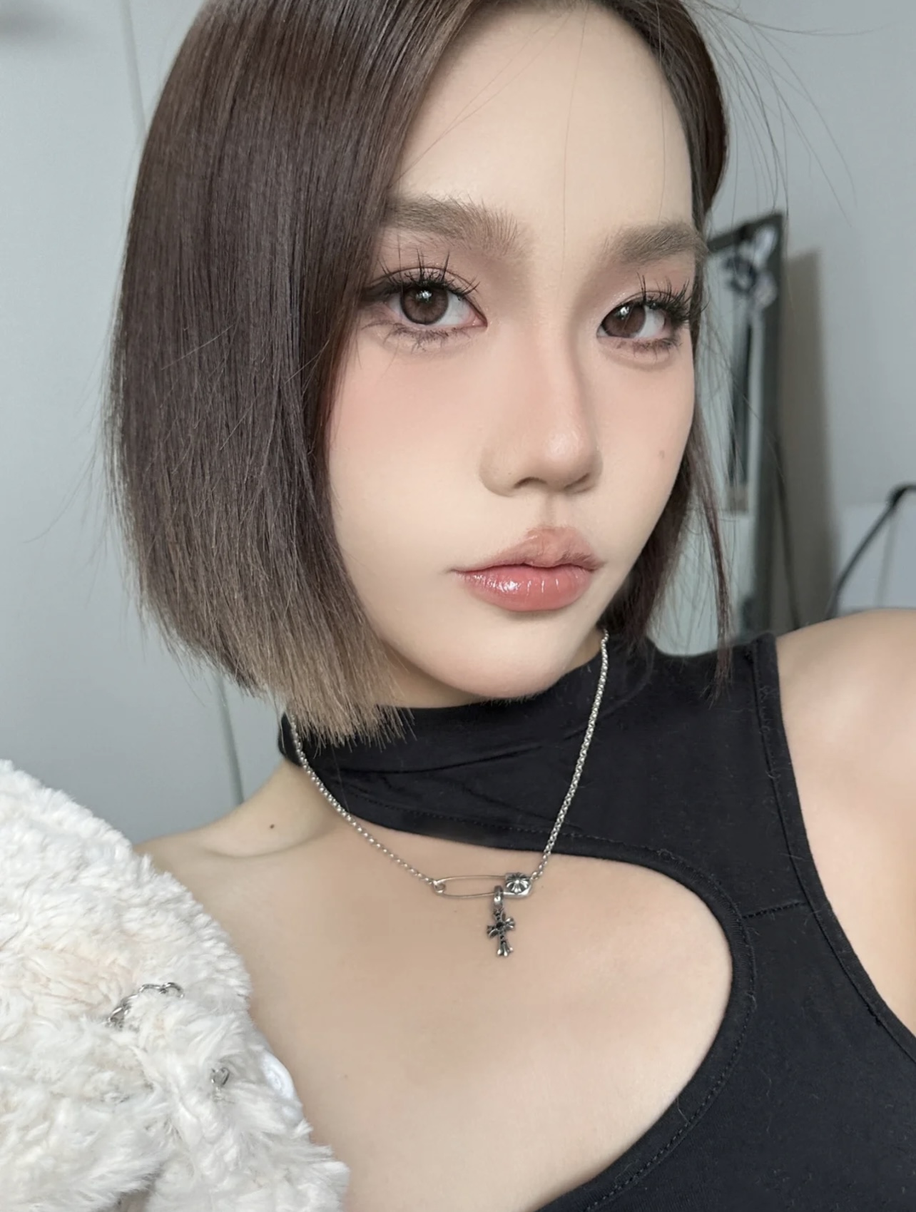 Chrome Hearts 克罗心 别针项链 黑钻十字架