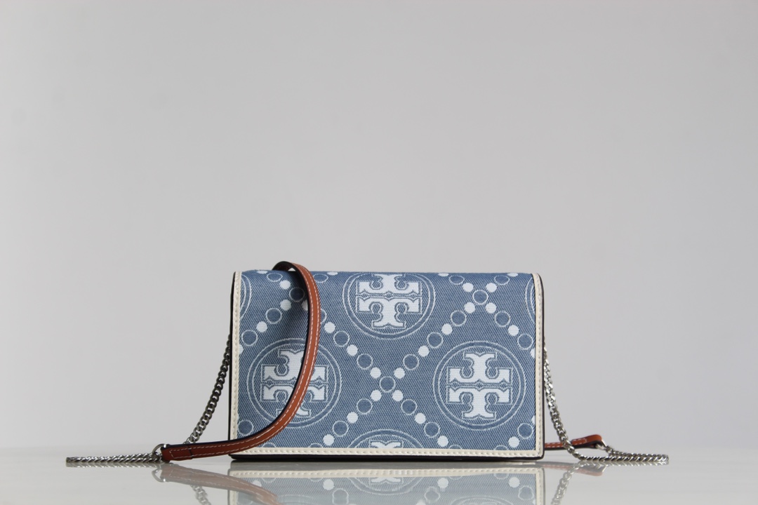 Tory Burch ～Tory Burch23年新款老花单肩信封包 风琴款式 实用百搭 提花面料 精选提花布料