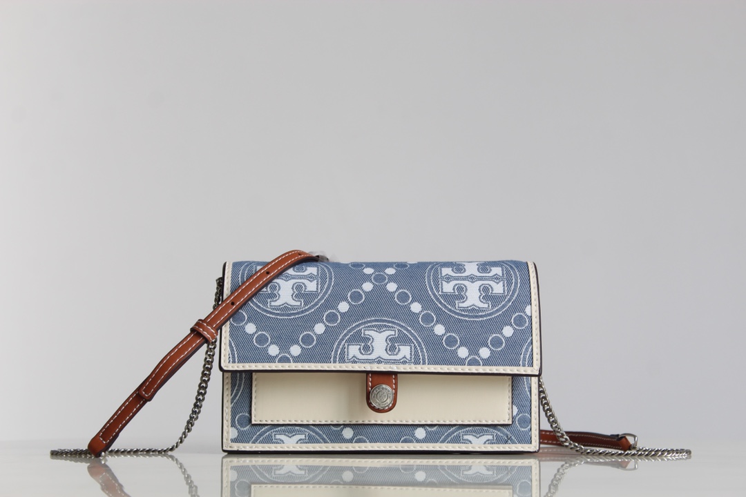 Tory Burch ～Tory Burch23年新款老花单肩信封包 风琴款式 实用百搭 提花面料 精选提花布料