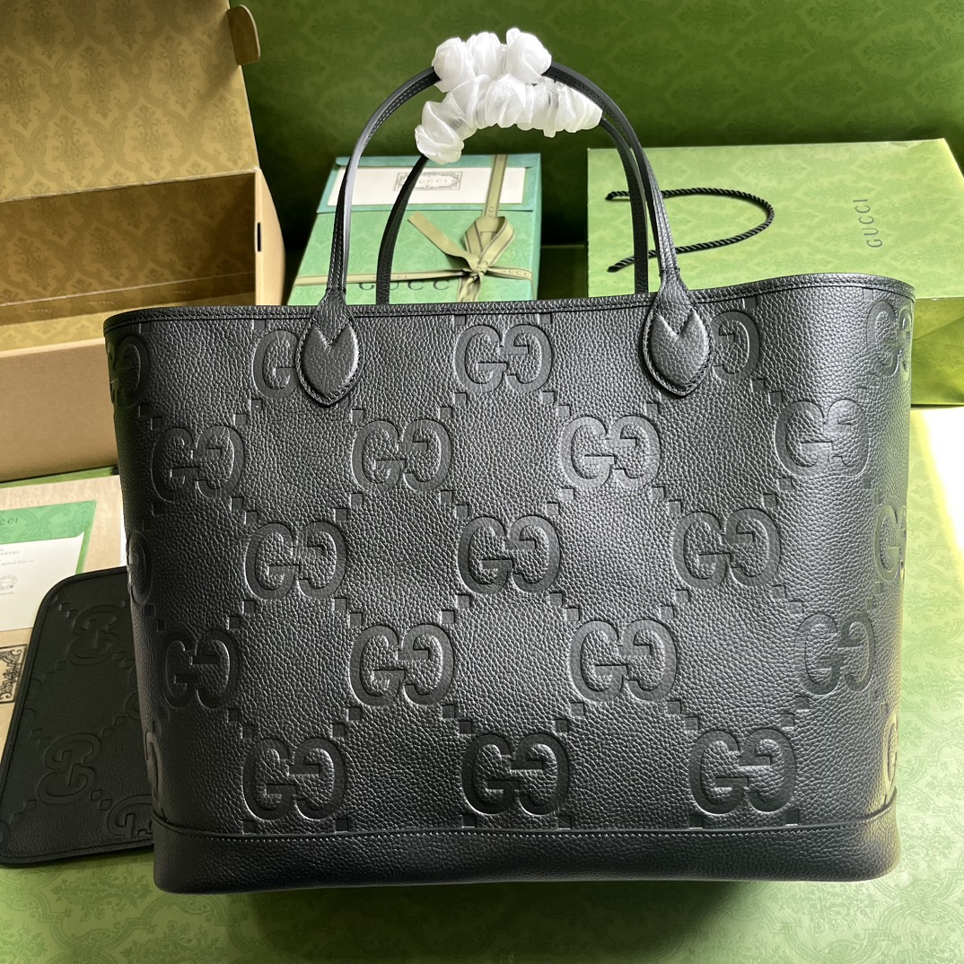 GUCCI Super Double G большой тоут из черной кожи